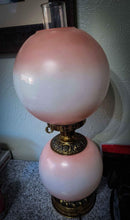 Load image into Gallery viewer, Antique Vintage Hand Painted Double Globe Rose Lamp Electric Retro