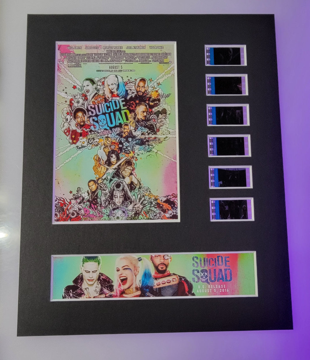 Suicide Squad 2016 Harley Quinn Joker 35mm Movie Film Cell Display 8x10 Presentation
