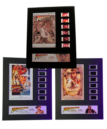Indiana Jones Trilogy Temple Doom Raiders Last Crusade 35mm Movie Film Cell Display 8x10 Presentation