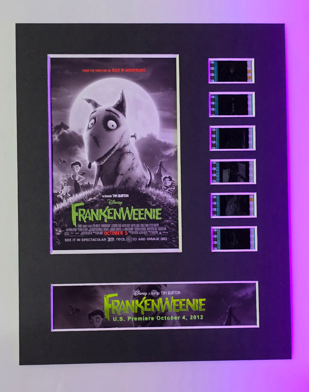Frankenweenie 2012 35mm Movie Film Cell Display 8x10 Presentation Tim Burton Disney
