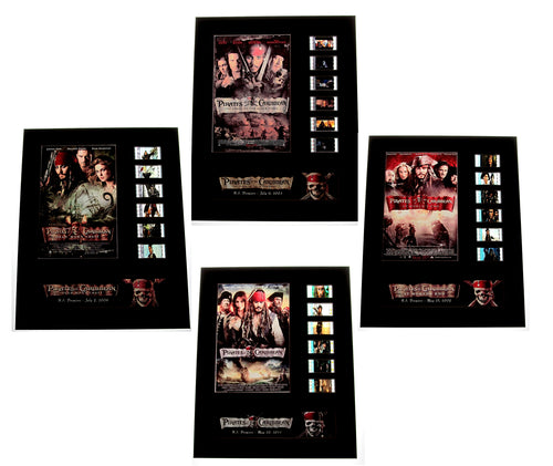 PIRATES OF THE CARIBBEAN PART 1-4 Set 35mm Movie Film Cell Display 8x10