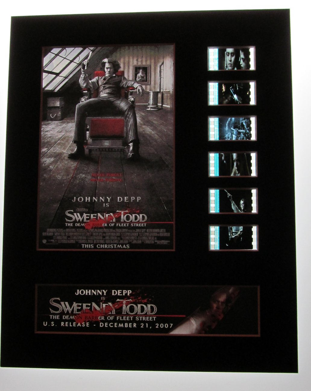 SWEENEY TODD Johnny Depp 35mm Movie Film Cell Display 8x10 Presentation Demon Barber