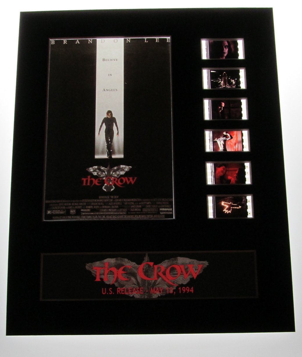 THE CROW Brandon Lee 35mm Movie Film Cell Display 8x10 Presentation Horror