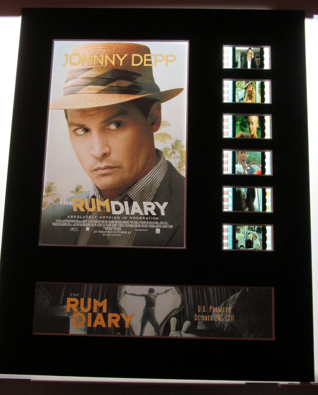 THE RUM DIARY Johnny Depp 35mm Movie Film Cell Display 8x10 Presentation Hunter S Thompson