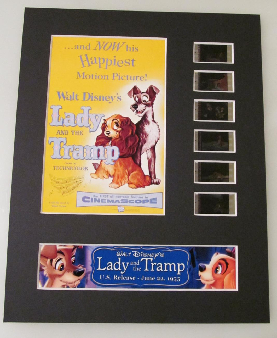LADY & THE TRAMP Walt Disney Animation 35mm Movie Film Cell Display 8x10 Presentation