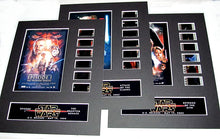 Load image into Gallery viewer, STAR WARS Prequel Trilogy Set 35mm Movie Film Cell Display 8x10