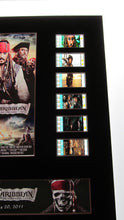 Load image into Gallery viewer, PIRATES OF THE CARIBBEAN PART 1-4 Set 35mm Movie Film Cell Display 8x10