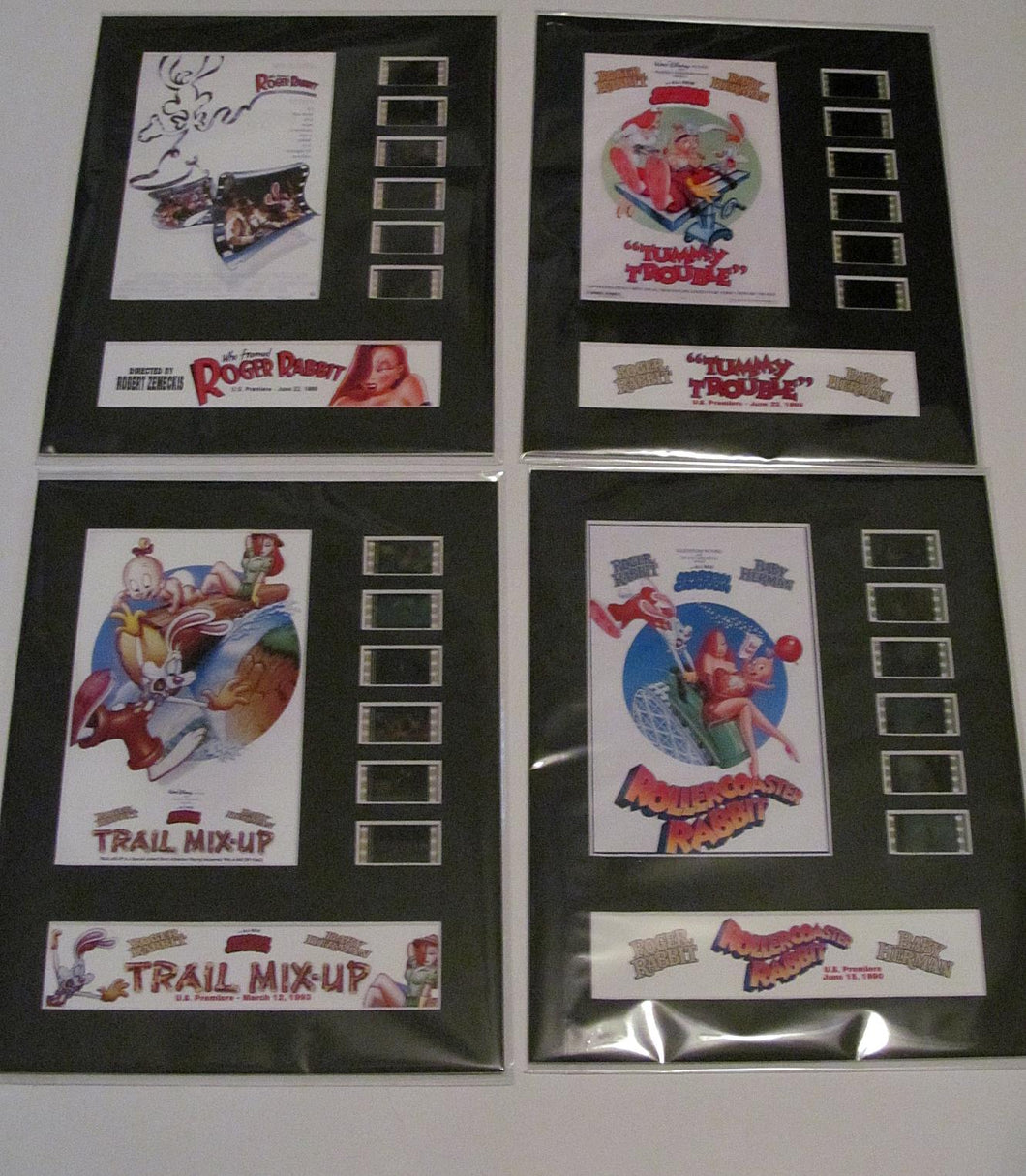 ROGER RABBIT 4 Film Set Who Framed Disney 35mm Movie Film Cell Display 8x10