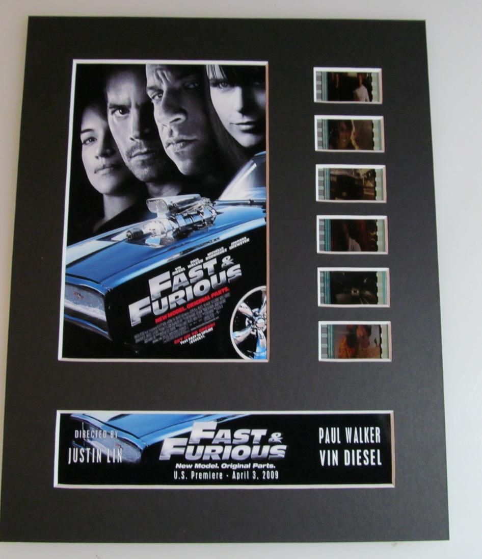 FAST AND FURIOUS (Part 4) Paul Walker Vin Diesel 35mm Movie Film Cell Display 8x10 Presentation