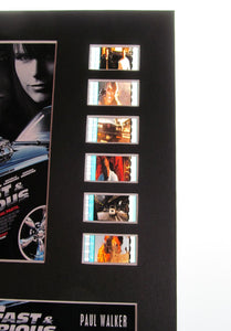 FAST AND FURIOUS (Part 4) Paul Walker Vin Diesel 35mm Movie Film Cell Display 8x10 Presentation