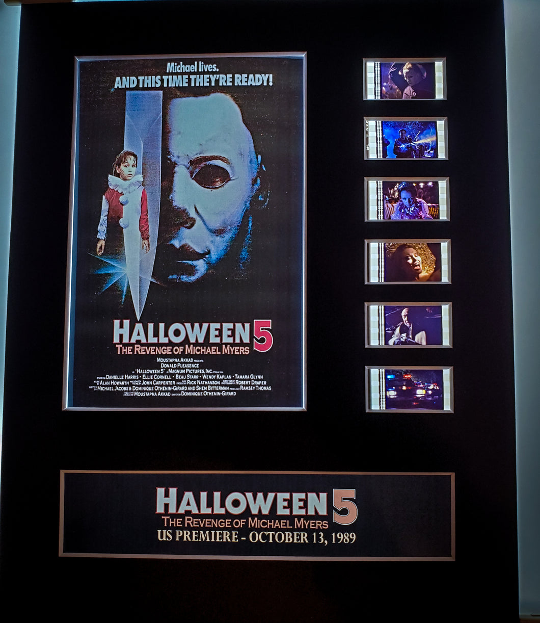 HALLOWEEN 5 1989 The Revenge of Michael Myers 35mm Movie Film Cell Display 8x10 Presentation Horror