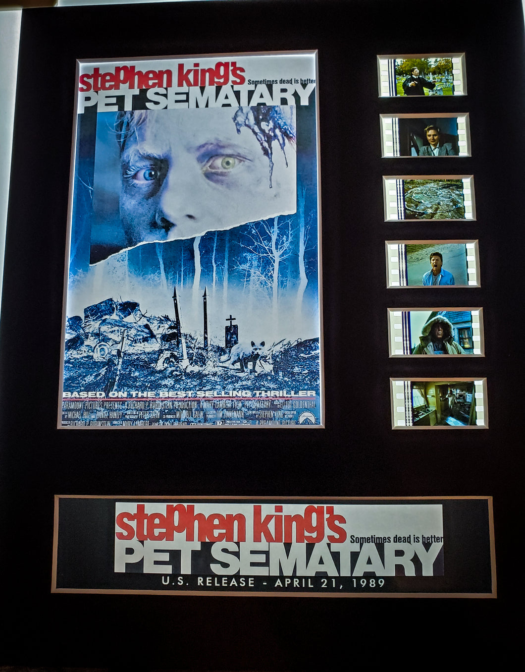 PET SEMATARY Stephen King 35mm Movie Film Cell Display 8x10 Presentation Horror