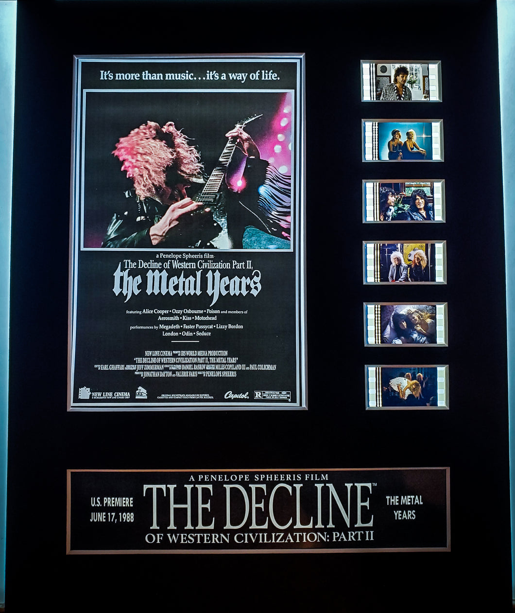 DECLINE OF WESTERN CIVILIZATION PT 2 THE METAL YEARS Ozzy Osborne Gene Simmons 35mm Movie Film Cell Display 8x10 Presentation