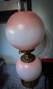 Antique Vintage Hand Painted Double Globe Rose Lamp Electric Retro