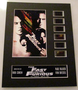 THE FAST & THE FURIOUS Vin Diesel Paul Walker 35mm Movie Film Cell Display 8x10 Presentation