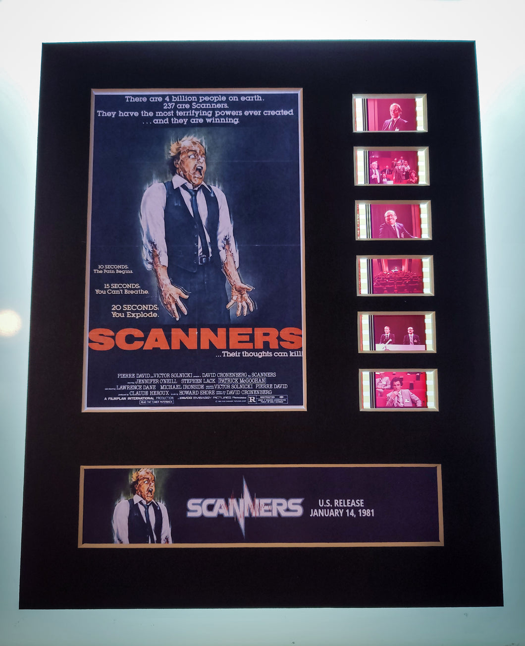 SCANNERS 1981 Cronenberg 35mm Movie Film Cell Display 8x10 Presentation Horror